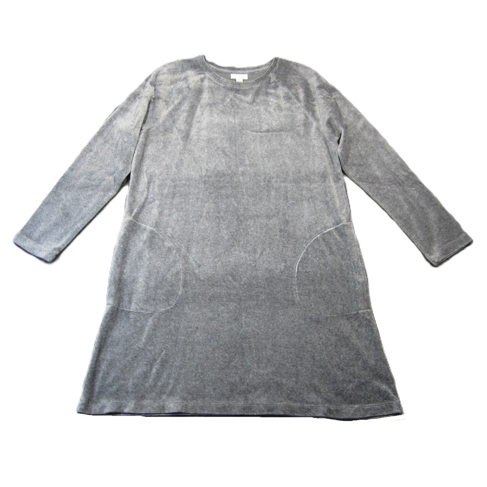 Pure J Jill Velour Tunic Dress PM Gray Pima Cotton Long‎ Sleeve Cozy Loungewear